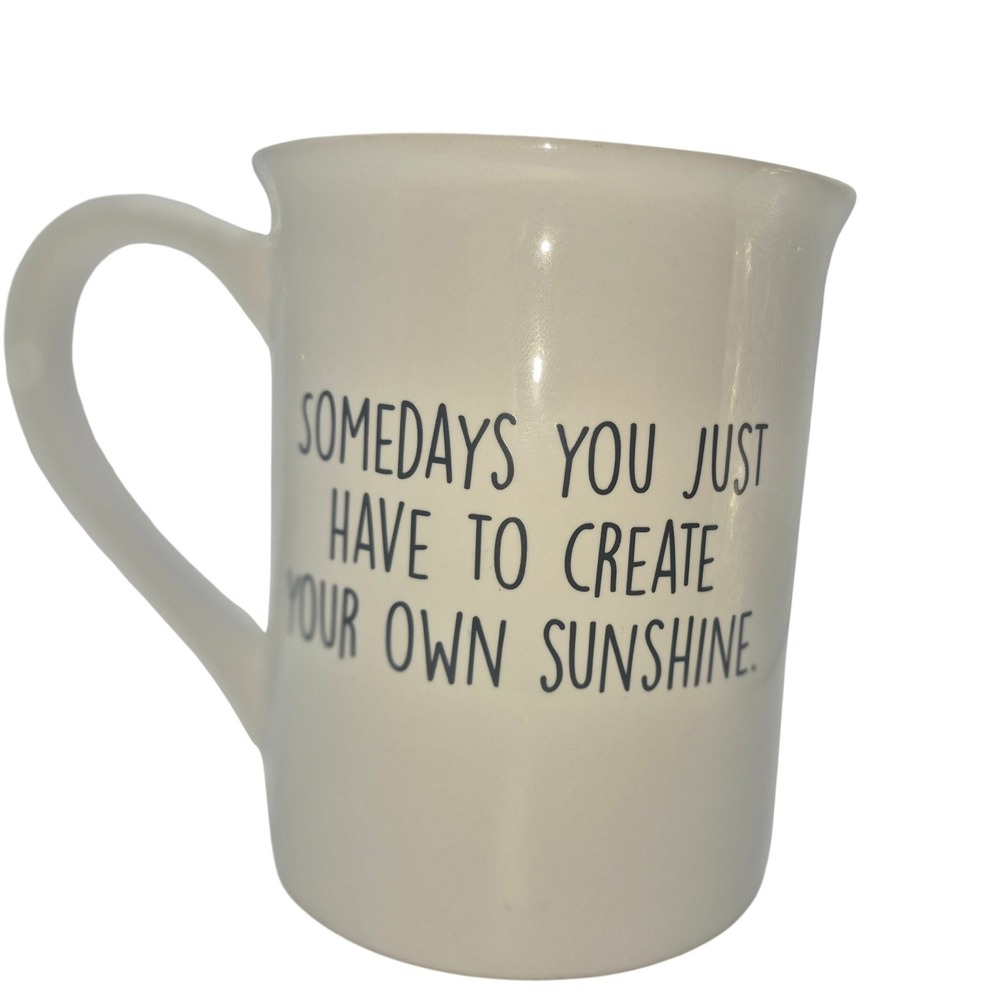 Our Name Is Mud Create Your Own Sunshine Ceramic Coffee‎ Mug White Glitter Sun